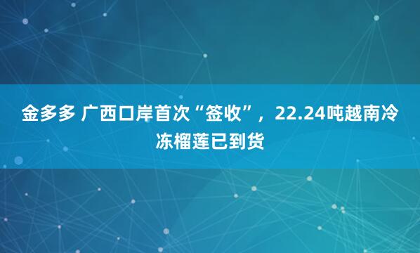 金多多 广西口岸首次“签收”，22.24吨越南冷冻榴莲已到货